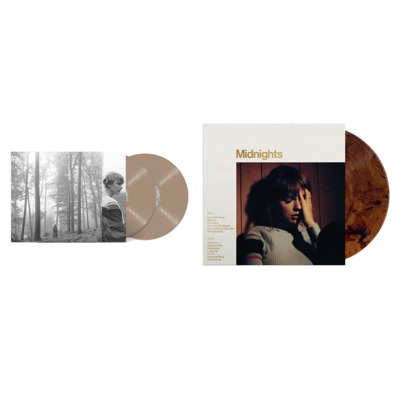 Taylor Swift – Folklore (X) (Beige Vinyl/2LP) & Midnights (X) (Mahogany Color LP Vinyl)