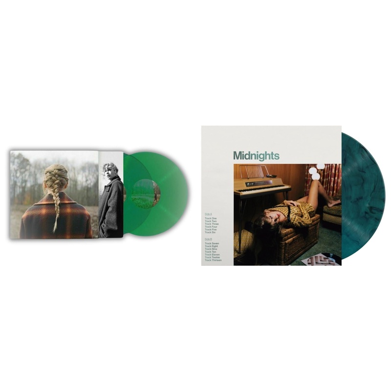 Taylor Swift – Taylor Swift – Evermore (Translucent Green Vinyl/2LP) & Midnights (X) (Jade Green LP Vinyl)