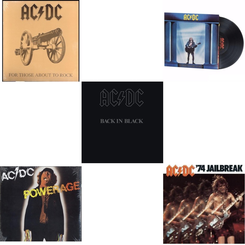 Ac/Dc – For Those About To Rock (180G) & Powerage (180G) & Back In Black (180G) & Who Made Who (180G) & 74 Jailbreak (180G) – LP Vinyl Bundle