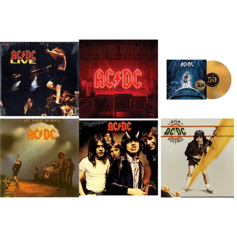 Ac/Dc – Live (2LP/180G) & Power Up (180G/Gatefold Jacket/Inner Sleeve) & Ballbreaker (50Th Anniversary/Gold Color LP Vinyl) & Let There Be Rock (180G) & Highway To Hell (180G) & High Voltage (180G)