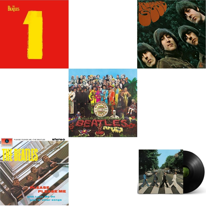 Beatles – 1 (2015 Reissue) & Please Please Me & Sgt. Pepper’s Lonely Hearts Club Band (2017 Stereo Mix/180G/Original Stencils) & Rubber Soul & Abbey Road Anniversary – LP Vinyl Bundle