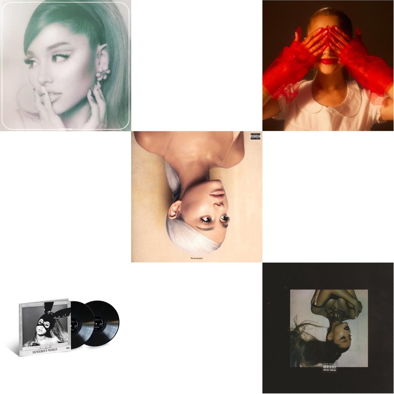 Ariana Grande – Positions (Coke Bottle Clear LP Vinyl) & Dangerous Woman (2LP) & Sweetener (X) (2LP) & Eternal Sunshine (X) (Ruby LP Vinyl) & Thank U, Next