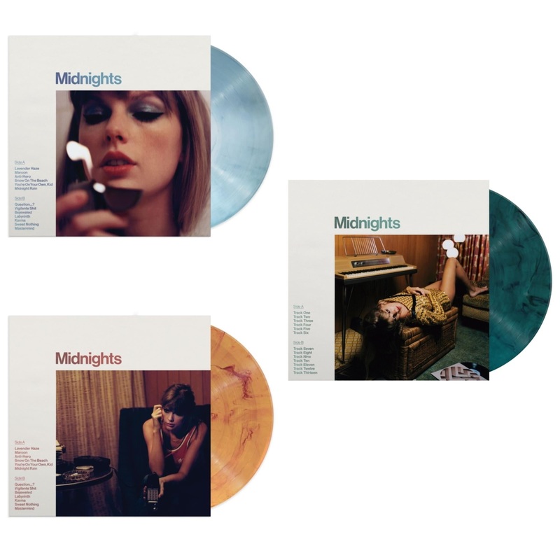 Taylor Swift – Midnights (X) (Moonstone Blue LP Vinyl) & Midnights (X) (Blood Moon LP Vinyl) & Midnights (X) (Jade Green LP Vinyl)