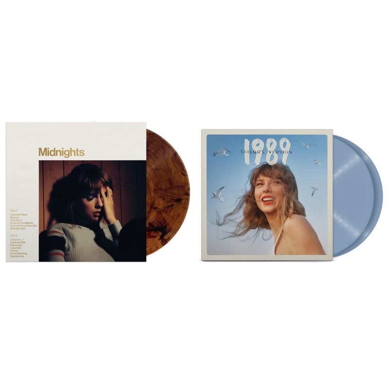 Taylor Swift – Midnights (X) (Mahogany Color LP Vinyl) & 1989 (Taylor’s Version) (2LP/Crystal Skies Blue Vinyl)