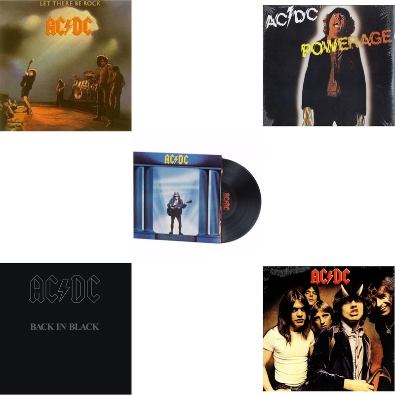 Ac/Dc – Let There Be Rock (180G) & Back In Black (180G) & Who Made Who (180G) & Powerage (180G) & Highway To Hell (180G) – LP Vinyl Bundle