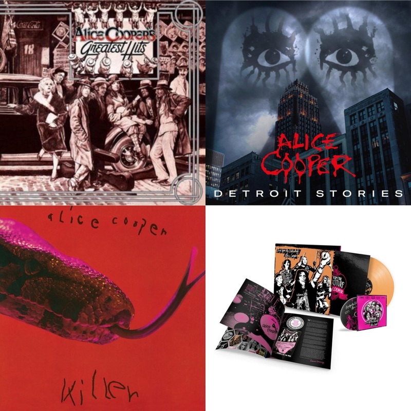 Alice Cooper – Alice Cooper’s Greatest Hits (180G/Limited Anniversary Edition) & Detroit Stories (2LP) & Killer (Expanded & Remastered/3LP) & Live From The Astroturf (Apricoot LP Vinyl/DVD)