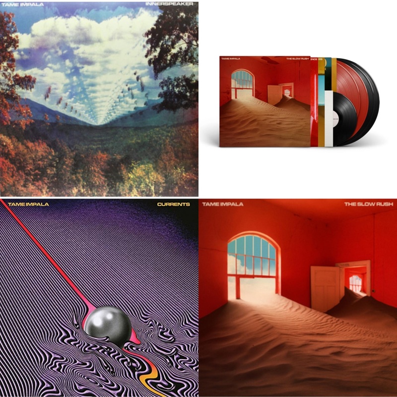 Tame Impala – Innerspeaker & Slow Rush (Deluxe/2-Transparent Red LP Vinyl/3-Black LP Vinyl) & Currents & Slow Rush (2LP)