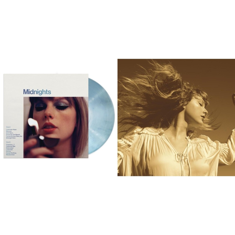 Taylor Swift – Midnights (X) (Moonstone Blue LP Vinyl) & Fearless (Taylor’s Version) (Gold Vinyl/3LP)