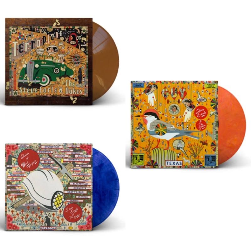Steve & The Dukes Earle – Terraplane (Transparent Gold LP Vinyl) & Ghosts Of West Virginia (Blue & Black Swirl Color LP Vinyl) & Guy (2LP/Orange & Red Swirl Vinyl)