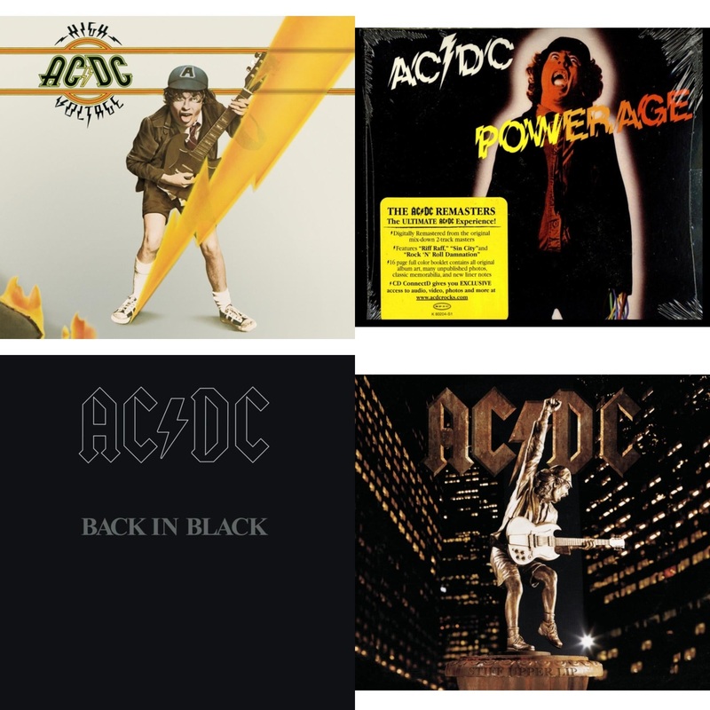 Ac/Dc – High Voltage & Powerage & Back In Black & Stiff Upper Lip – CD Bundle