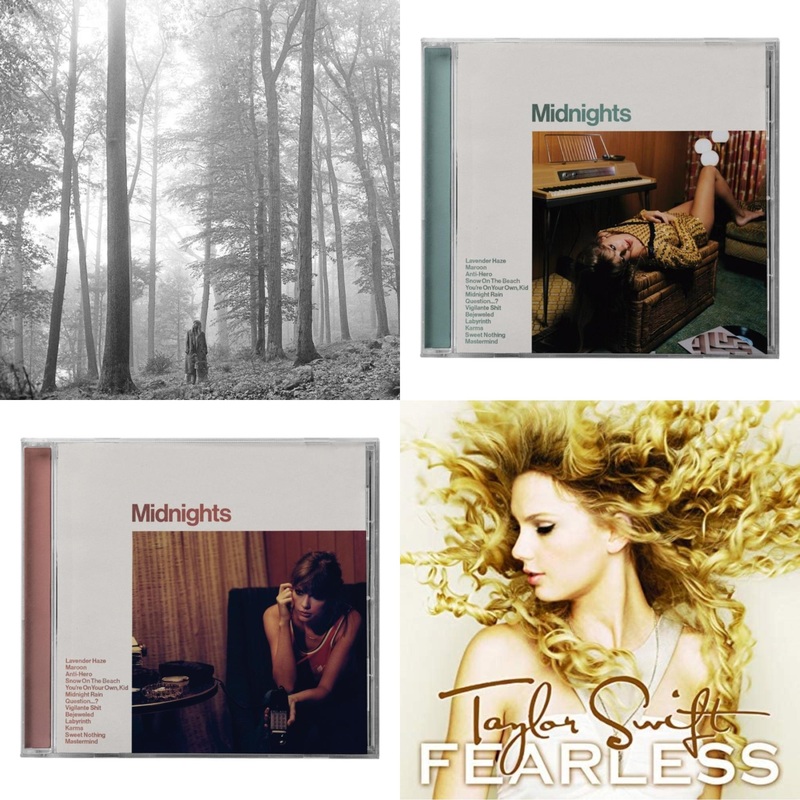 Taylor Swift – Folklore (Edited) & Midnights (X) (Jade Green CD) & Midnights (X) (Blood Moon CD) & Fearless
