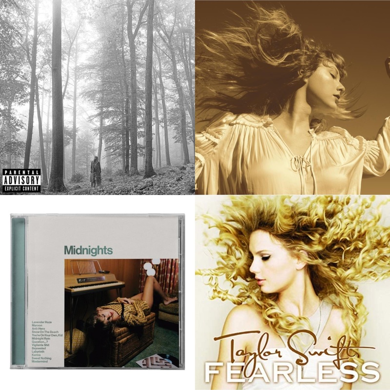 Taylor Swift – Folklore (X) & Fearless (Taylor’s Version) (2CD) & Midnights (X) (Jade Green CD) & Fearless