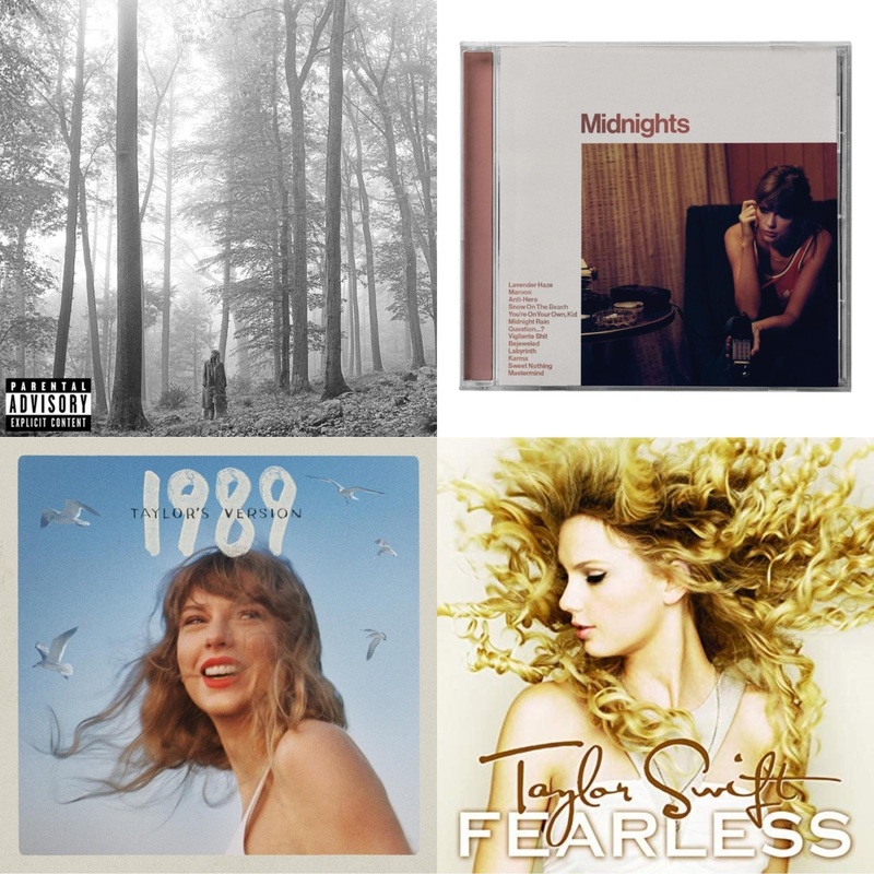 Taylor Swift – Folklore (X) & Midnights (X) (Blood Moon CD) & 1989 (Taylor’s Version) & Fearless