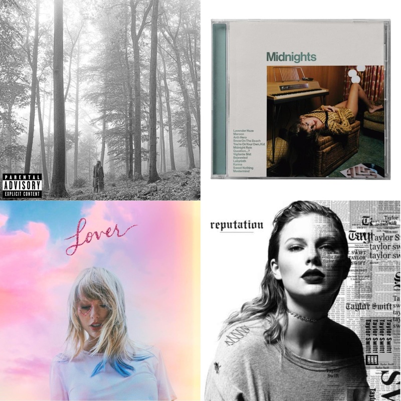 Taylor Swift – Folklore (X) & Midnights (X) (Jade Green CD) & Lover (Deluxe) (Version 1) & Reputation