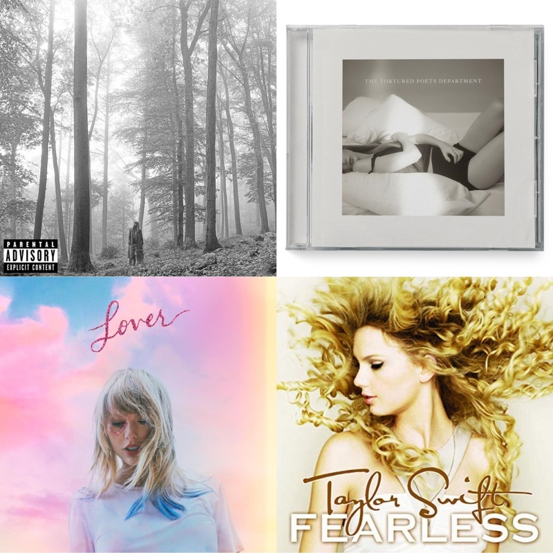Taylor Swift – Folklore (X) & Tortured Poets Department(X) (Manuscript- Bonus Track) & Lover (Deluxe) (Version 1) & Fearless – CD Bundle