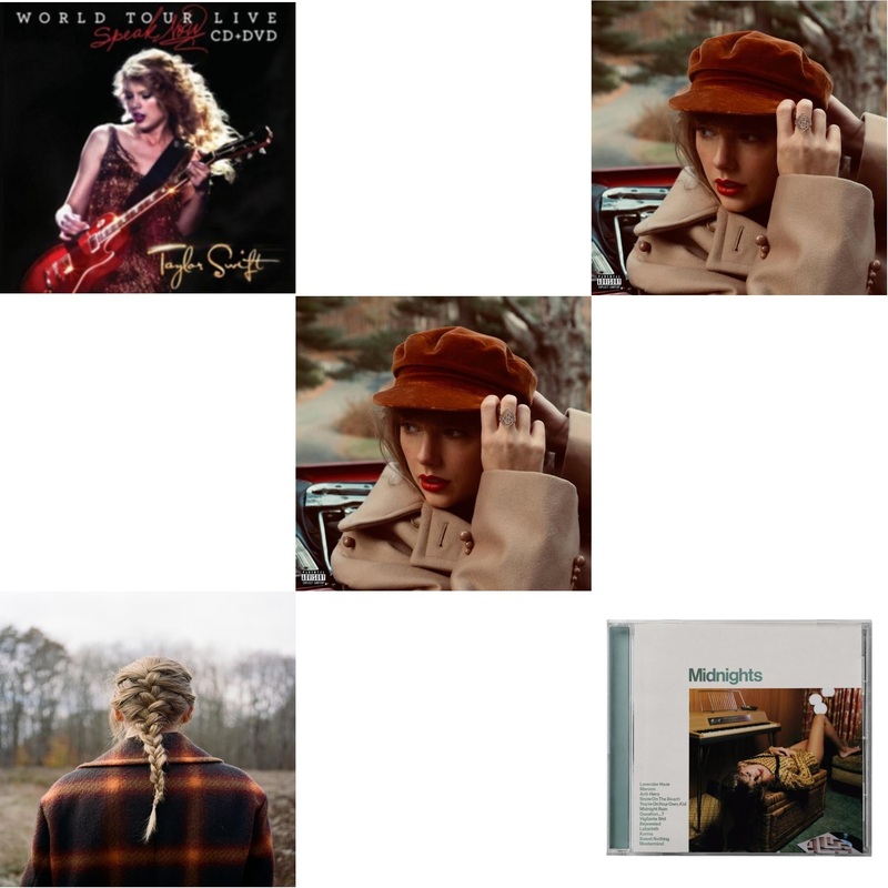 Taylor Swift – Speak Now World Tour Live (CD/DVD) & Evermore (X) & Red (Taylor’s Version) (X) (2CD) & Red (Taylor’s Version) (Edited) (2CD) & Midnights (X) (Jade Green CD)