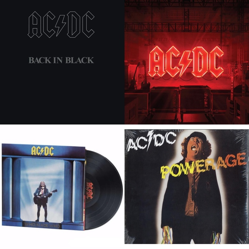 Ac/Dc – Back In Black (180G) & Power Up (180G/Gatefold Jacket/Inner Sleeve) & Who Made Who (180G) & Powerage (180G) – LP Vinyl Bundle