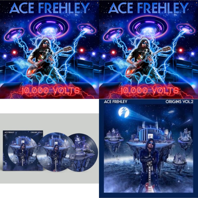 Ace Frehley – 10,000 Volts (Edge Only Splatter/Metal Gym Locker/Red Splatter LP Vinyl) & 10,000 Volts (Orange Tabby LP Vinyl) & Origins: Vol. 2 (Picture Disc) & Origins Vol.2 (Blue & White LP Vinyl)
