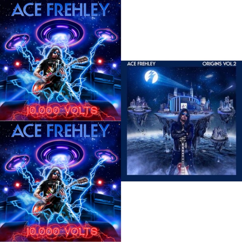 Ace Frehley – 10,000 Volts (Edge Only Splatter/Metal Gym Locker/Red Splatter LP Vinyl) & 10,000 Volts (Orange Tabby LP Vinyl) & Origins Vol.2 (Blue & White LP Vinyl)