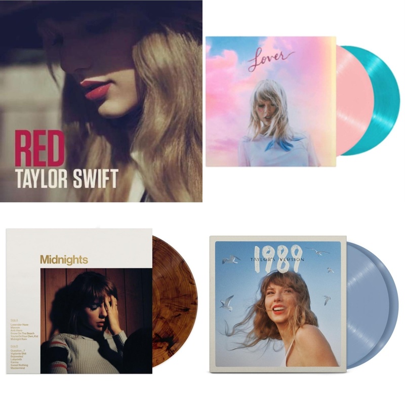 Taylor Swift – Red & Lover & Midnights (X) (Mahogany Color LP Vinyl) & 1989 (Taylor’s Version) (2LP/Crystal Skies Blue Vinyl)