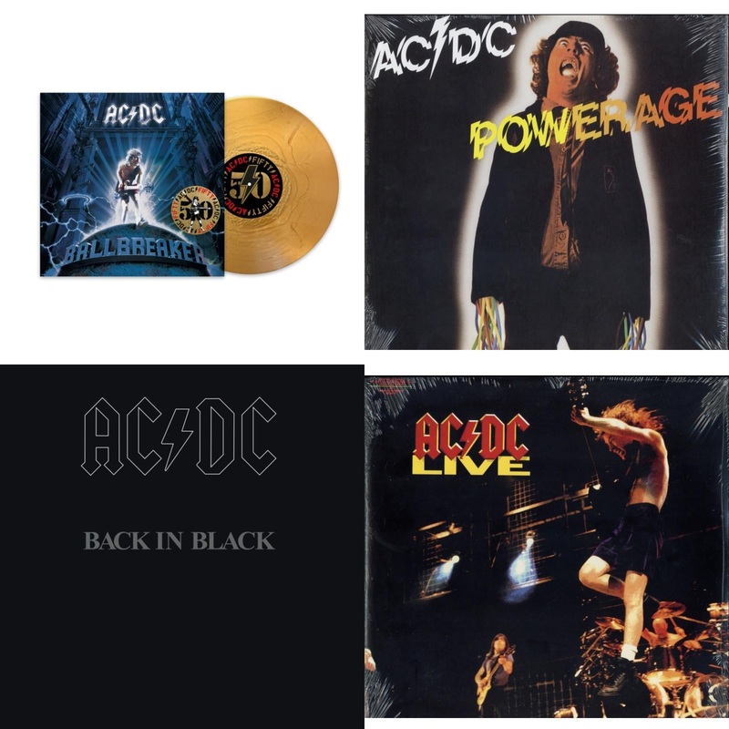 Ac/Dc – Ballbreaker (50Th Anniversary/Gold Color LP Vinyl) & Powerage (180G) & Back In Black (180G) & Live (2LP/180G)