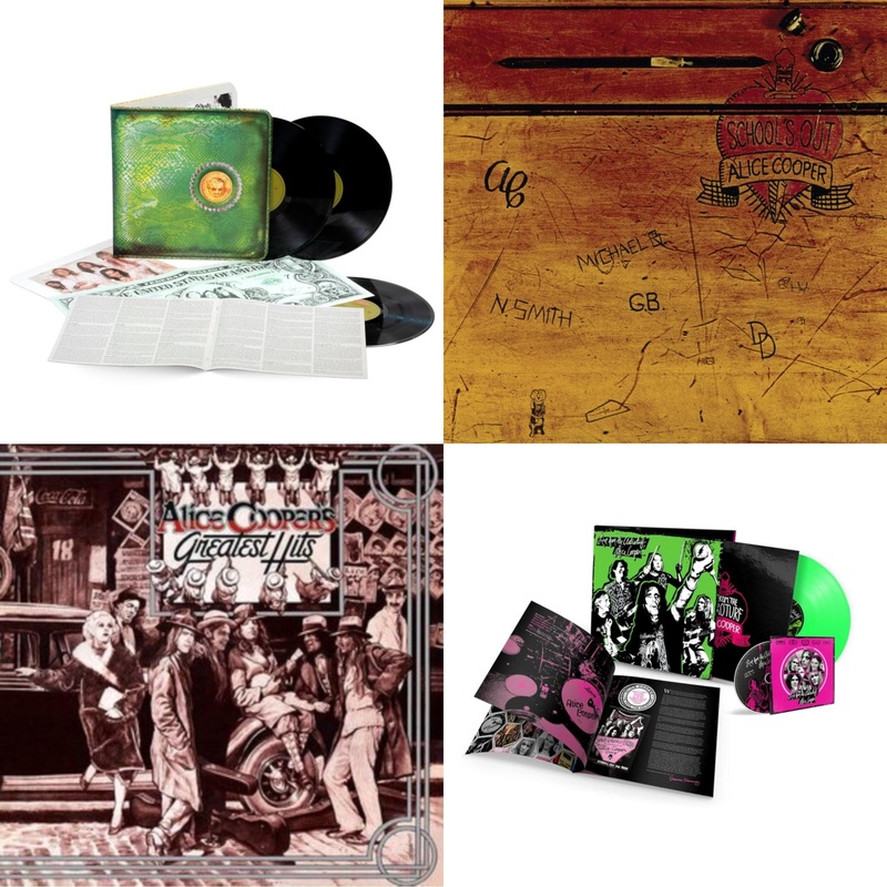 Alice Cooper – Billion Dollar Babies (50Th Anniversary/Deluxe/3LP) & School’s Out (Expanded & Remastered/3LP) & Alice Cooper’s Greatest Hits (180G/Limited Anniversary Edition) & Live From The Astroturf (Glow-In-The-Dark LP Vinyl/DVD)