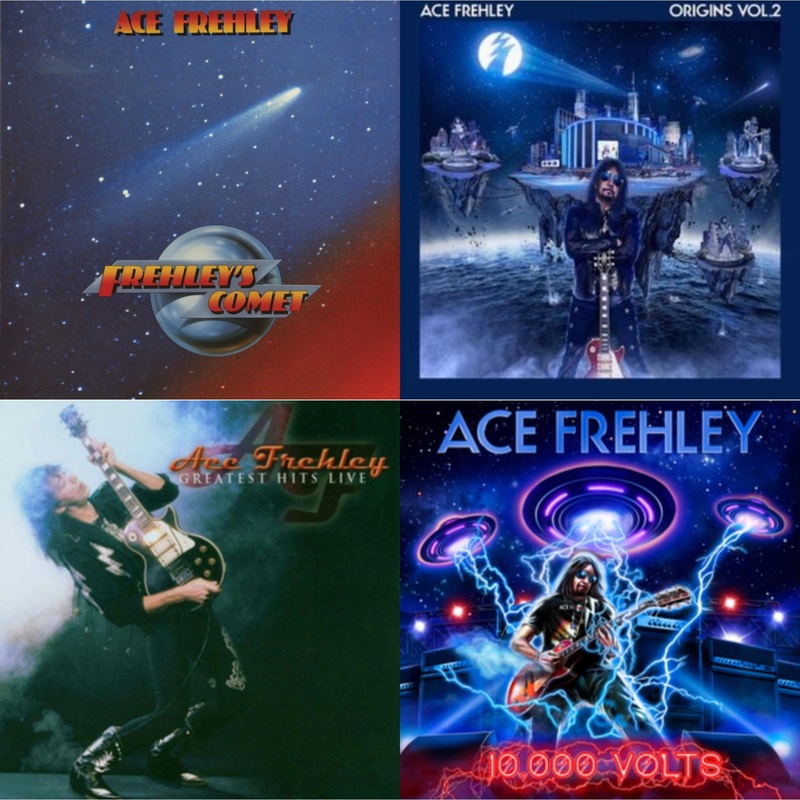 Ace Frehley – Frehley’s Comet (Red & Blue Hand Poured Effect LP Vinyl) & Origins Vol.2 (Blue & White LP Vinyl) & Greatest Hits Live & 10,000 Volts (Edge Only Splatter/Metal Gym Locker/Red Splatter LP Vinyl)