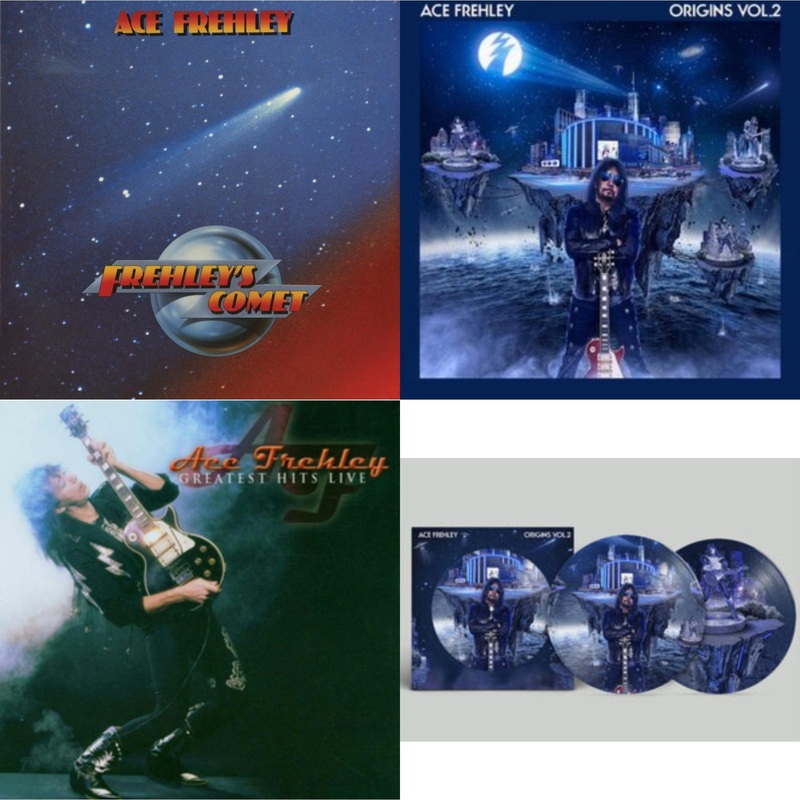 Ace Frehley – Frehley’s Comet (Red & Blue Hand Poured Effect LP Vinyl) & Origins Vol.2 (Blue & White LP Vinyl) & Greatest Hits Live & Origins: Vol. 2 (Picture Disc)