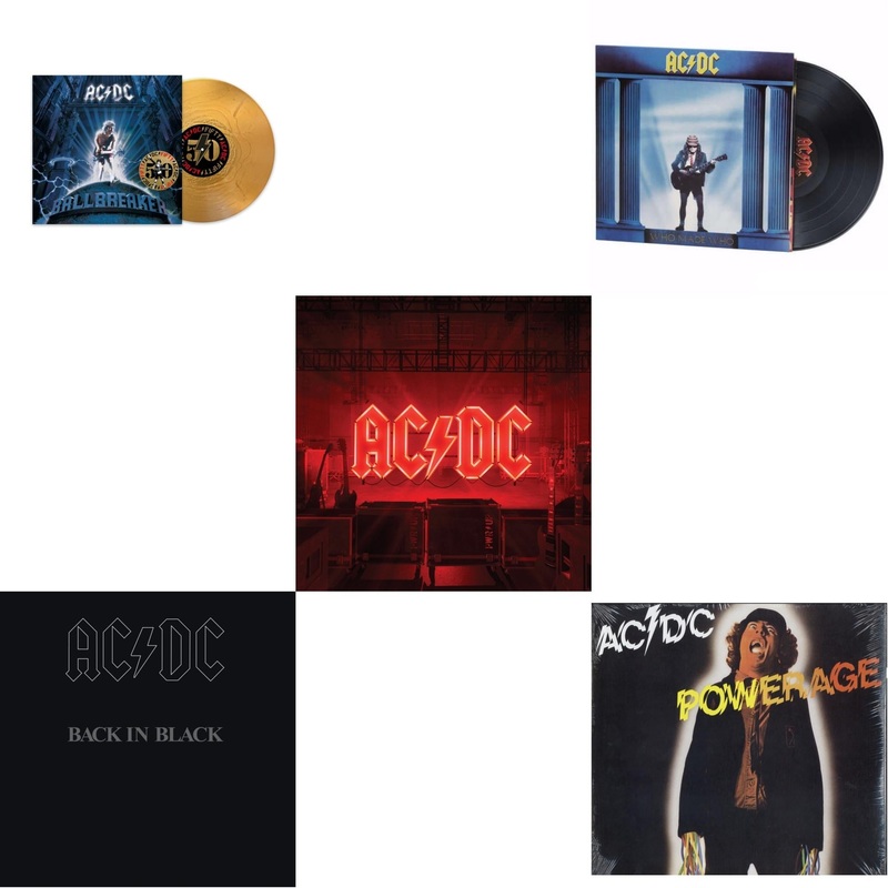 Ac/Dc – Ballbreaker (50Th Anniversary/Gold Color LP Vinyl) & Back In Black (180G) & Power Up (180G/Gatefold Jacket/Inner Sleeve) & Who Made Who (180G) & Powerage (180G)