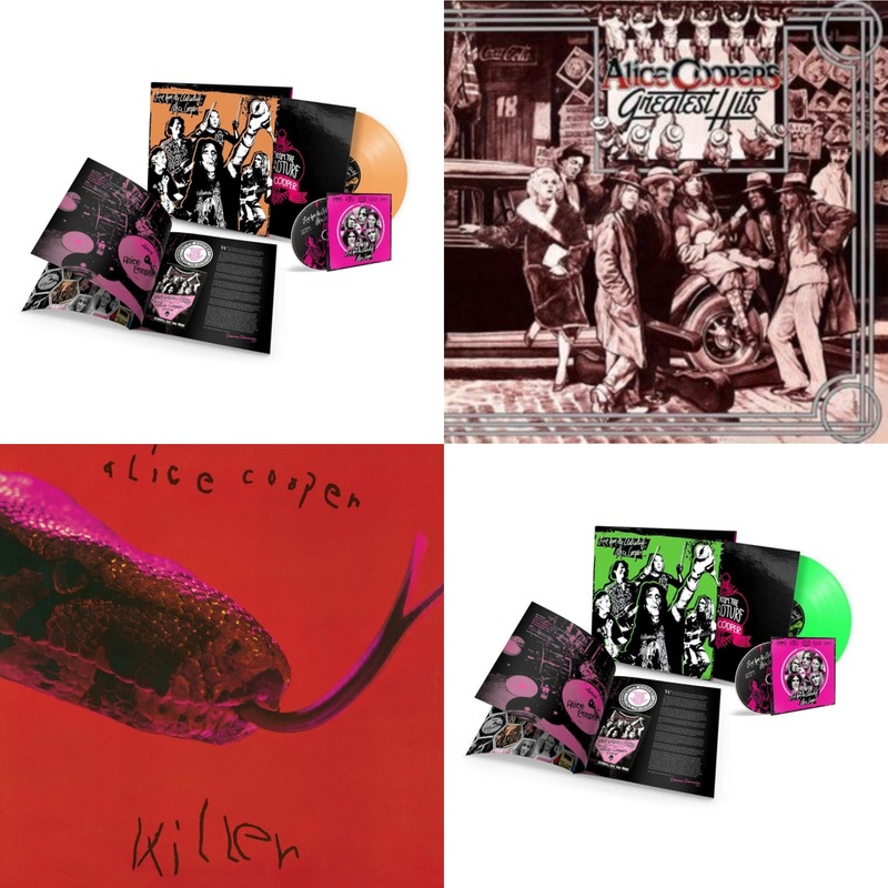 Alice Cooper – Live From The Astroturf (Apricoot LP Vinyl/DVD) & Alice Cooper’s Greatest Hits (180G/Limited Anniversary Edition) & Killer (Expanded & Remastered/3LP) & Billion Dollar Babies (50Th Anniversary/Deluxe/3LP)