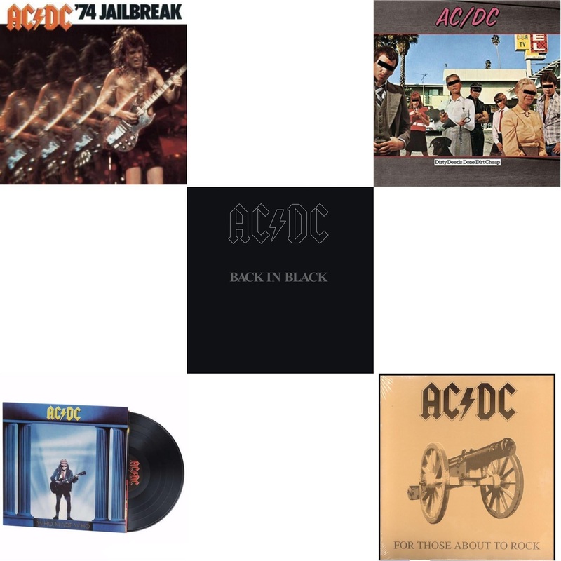 Ac/Dc – 74 Jailbreak (180G) & Who Made Who (180G) & Back In Black (180G) & Dirty Deeds Done Dirt Cheap (180G) & For Those About To Rock (180G) – LP Vinyl Bundle