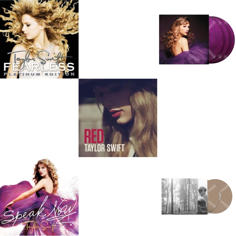 Taylor Swift – Fearless Platinum Edition & Speak Now & Red & Speak Now (Taylor’s Version) (Orchid Marbled Vinyl/3LP) & Folklore (X) (Beige Vinyl/2LP)