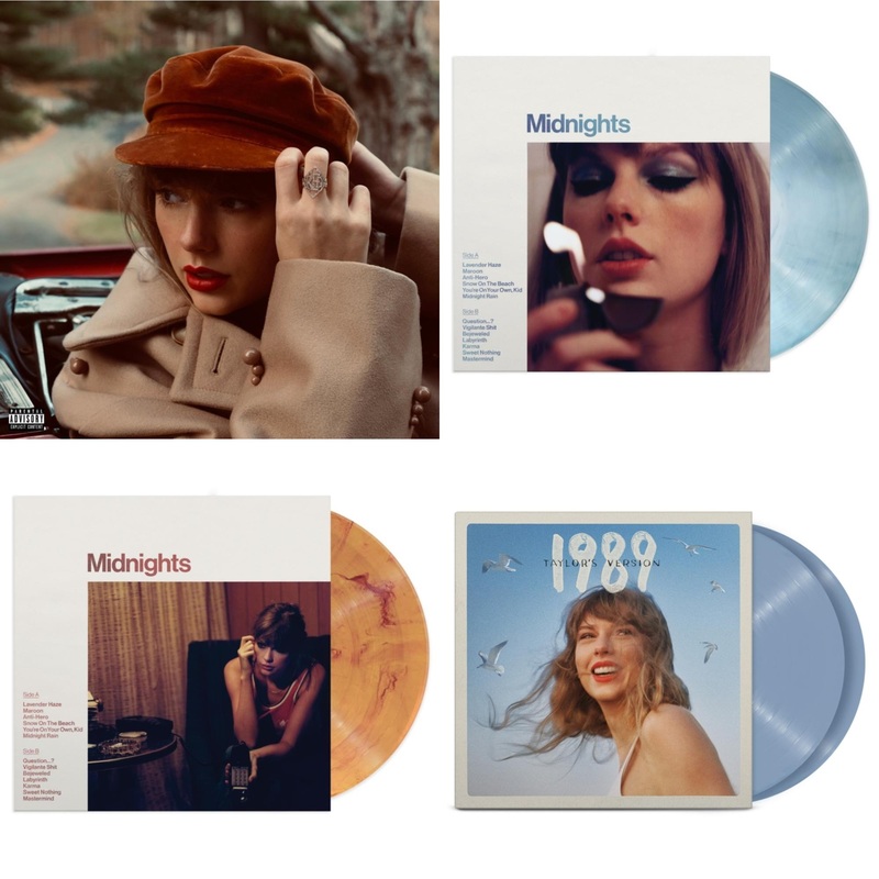 Taylor Swift – Red (Taylor’s Version) (4LP) & Midnights (X) (Moonstone Blue LP Vinyl) & Midnights (X) (Blood Moon LP Vinyl) & 1989 (Taylor’s Version) (2LP/Crystal Skies Blue Vinyl)