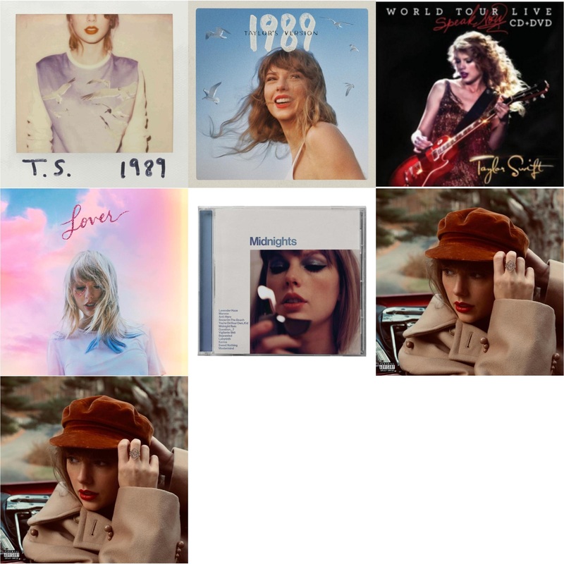 Taylor Swift – 1989 & 1989 (Taylor’s Version) & Speak Now World Tour Live (CD/DVD) & Lover (Deluxe) (Version 1) & Midnights (X) (Moonstone Blue CD) & Red (Taylor’s Version) (Edited) (2CD) & Red (Taylor’s Version) (X) (2CD)