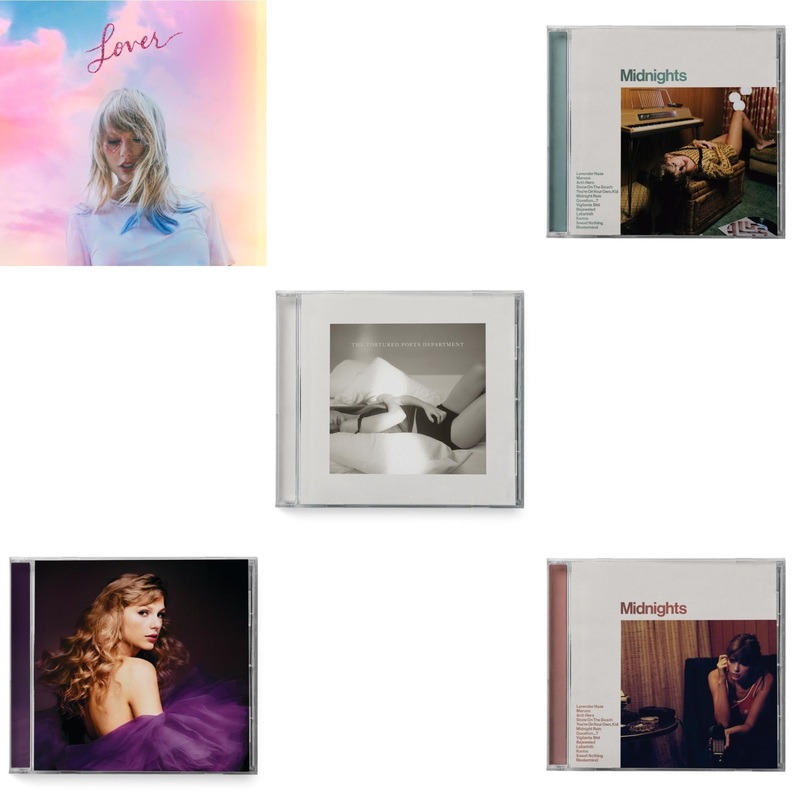 Taylor Swift – Lover (Deluxe) (Version 1) & Speak Now (Taylor’s Version) (2CD) & Tortured Poets Department(X) (Manuscript- Bonus Track) & Midnights (X) (Jade Green CD) & Midnights (X) (Blood Moon CD)