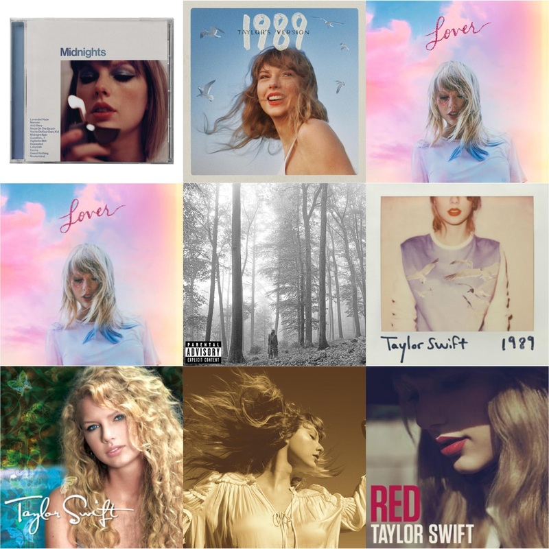 Taylor Swift – Midnights (X) (Moonstone Blue CD) & 1989 (Taylor’s Version) & Lover (Deluxe) (Version 2) & Lover & Folklore (X) & 1989 & Taylor Swift & Fearless (Taylor’s Version) (2CD) & Red