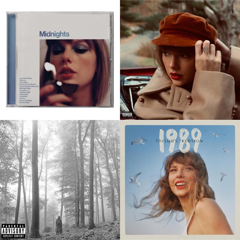 Taylor Swift – Midnights (X) (Moonstone Blue CD) & Red (Taylor’s Version) (X) (2CD) & Folklore (X) & 1989 (Taylor’s Version)