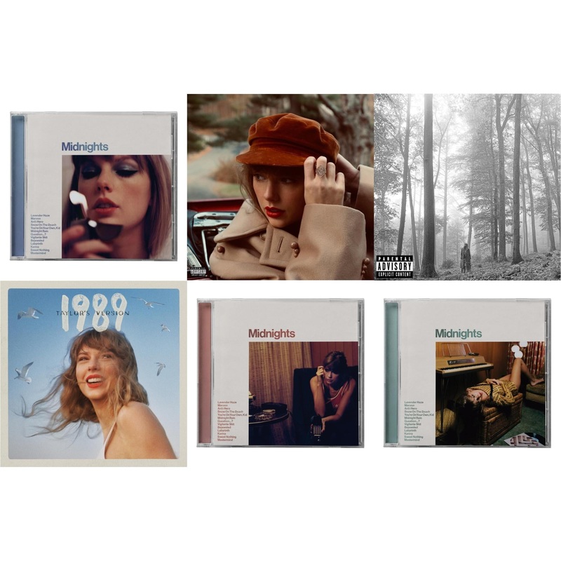 Taylor Swift – Midnights (X) (Moonstone Blue CD) & Red (Taylor’s Version) (X) (2CD) & Folklore (X) & 1989 (Taylor’s Version) & Midnights (X) (Blood Moon CD) & Midnights (X) (Jade Green CD)