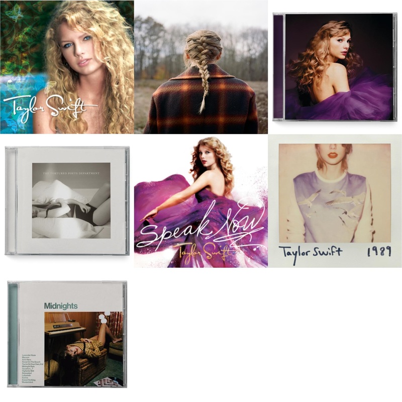 Taylor Swift – Taylor Swift & Evermore (X) & Speak Now (Taylor’s Version) (2CD) & Tortured Poets Department(X) (Manuscript- Bonus Track) & Speak Now & 1989 & Midnights (X) (Jade Green CD)