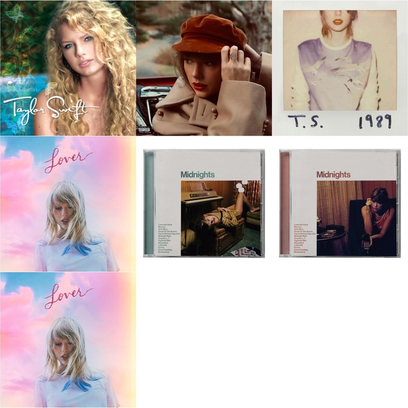 Taylor Swift – Taylor Swift & Red (Taylor’s Version) (Edited) (2CD) & 1989 & Lover (Deluxe) (Version 2) & Midnights (X) (Jade Green CD) & Midnights (X) (Blood Moon CD) & Lover (Deluxe) (Version 1)
