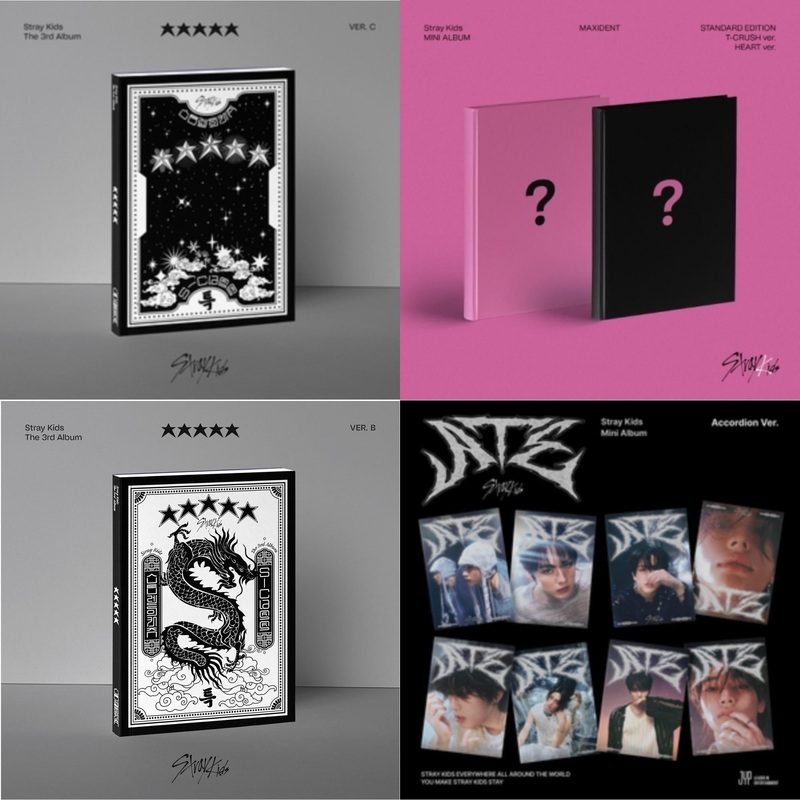 Stray Kids – 5-Star (Ver. C) & Maxident (T-Crush Version/Heart Version) & 5-Star (Ver. B) & Ate (Accordion Ver.) – CD Bundle