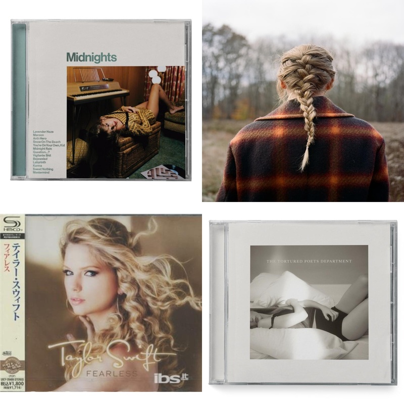 Taylor Swift – Midnights (X) (Jade Green CD) & Evermore (X) & Fearless & Tortured Poets Department(X) (Manuscript- Bonus Track)