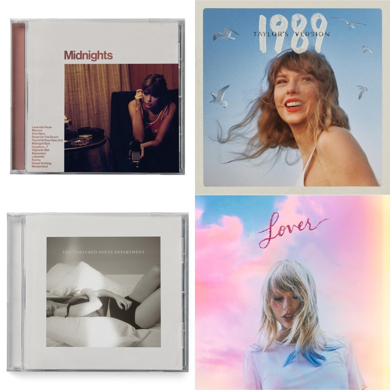 Taylor Swift – Midnights (X) (Blood Moon CD) & 1989 (Taylor’s Version) & Tortured Poets Department(X) (Manuscript- Bonus Track) & Lover (Deluxe) (Version 1)