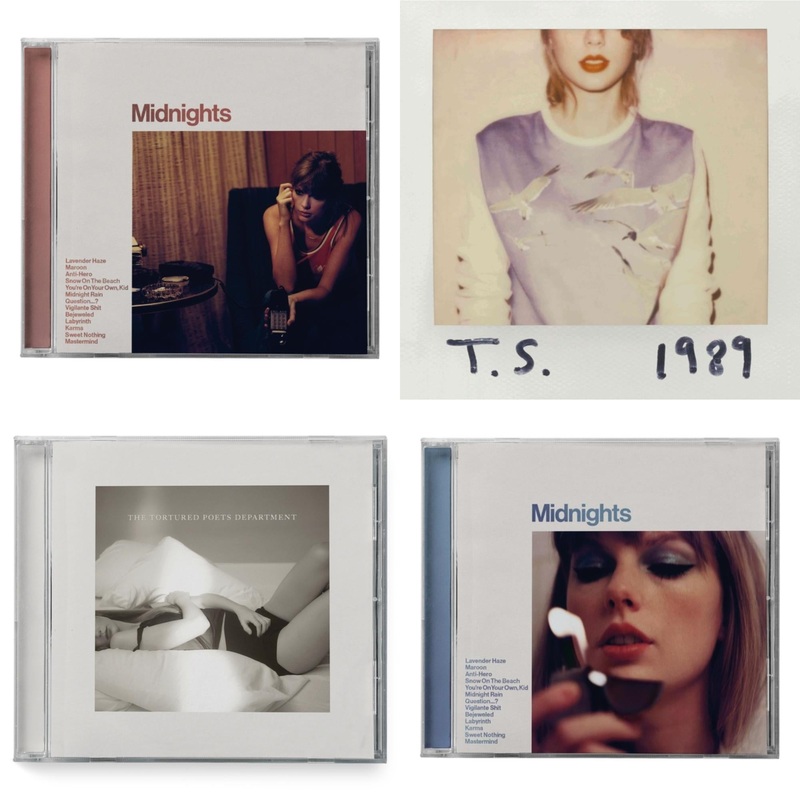 Taylor Swift – Midnights (X) (Blood Moon CD) & 1989 & Tortured Poets Department(X) (Manuscript- Bonus Track) & Midnights (X) (Moonstone Blue CD)