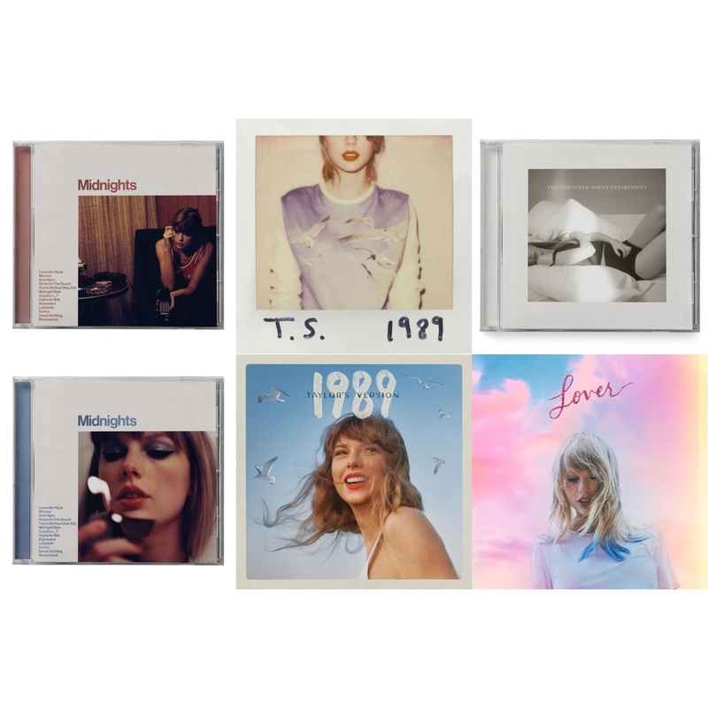 Taylor Swift – Midnights (X) (Blood Moon CD) & 1989 & Tortured Poets Department(X) (Manuscript- Bonus Track) & Midnights (X) (Moonstone Blue CD) & 1989 (Taylor’s Version) & Lover (Deluxe) (Version 2)