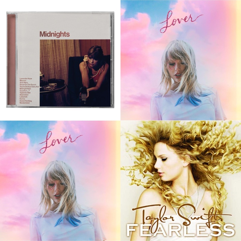 Taylor Swift – Midnights (X) (Blood Moon CD) & Lover (Deluxe) (Version 1) & Lover (Deluxe) (Version 4) & Fearless