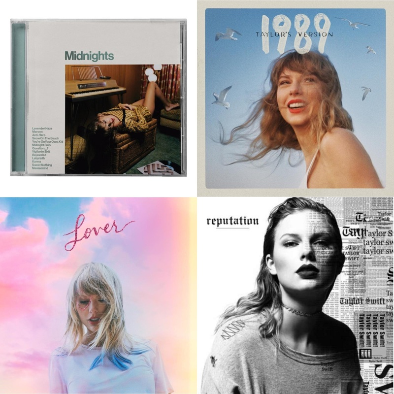 Taylor Swift – Midnights (X) (Jade Green CD) & 1989 (Taylor’s Version) & Lover (Deluxe) (Version 4) & Reputation