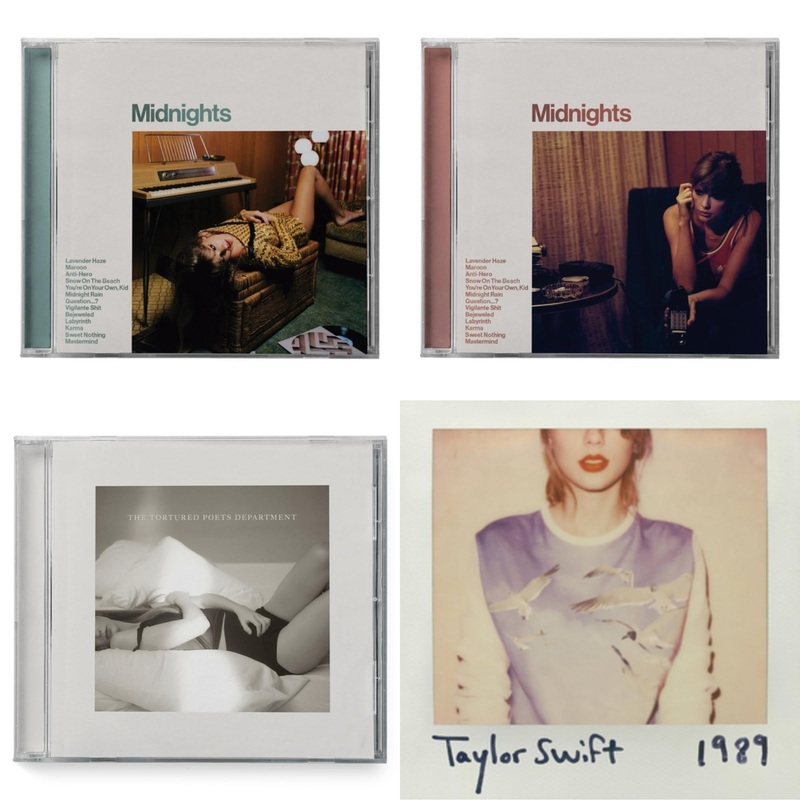 Taylor Swift – Midnights (X) (Jade Green CD) & Midnights (X) (Blood Moon CD) & Tortured Poets Department(X) (Manuscript- Bonus Track) & 1989