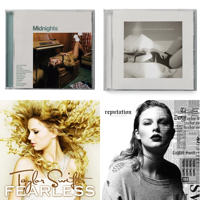 Taylor Swift – Midnights (X) (Jade Green CD) & Tortured Poets Department(X) (Manuscript- Bonus Track) & Fearless & Reputation