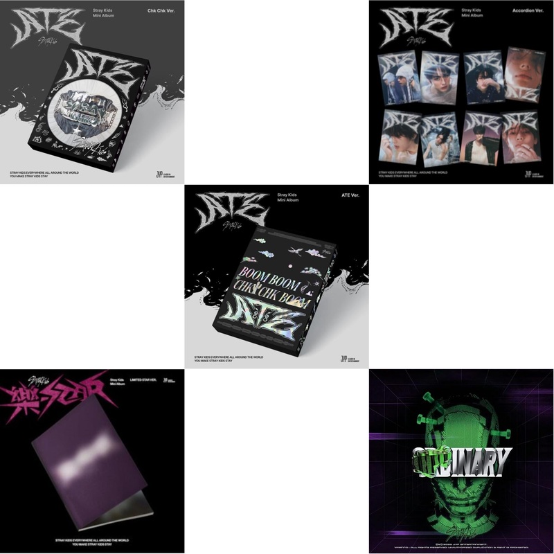 Stray Kids – Ate (Chk Chk Ver.) & Rock-Star (Limited Star Ver.) & Ate (Ate Ver.) & Ate (Accordion Ver.) & Oddinary (Scanning Version/Mask Off Version/Normal Edition) – CD Bundle